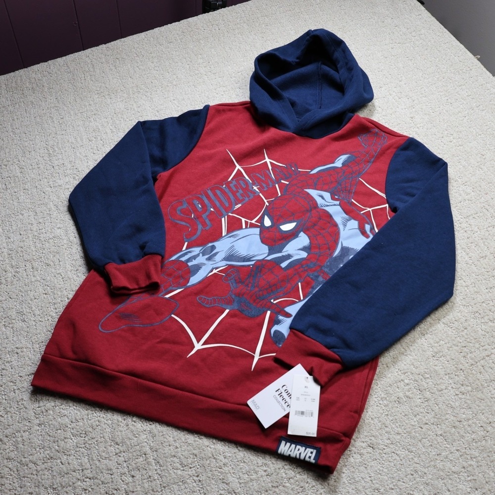 Marvel Spider-Man Mad Engine Comfy Fleece Hoodie Red Blue XL MVRCBV4YLO